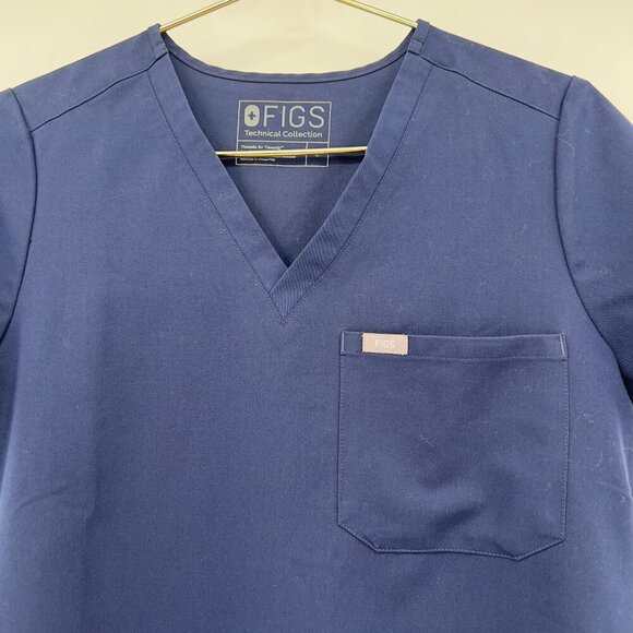 FIGS Technical Collection Catarina One-Pocket Scrub Top Women’s Size S Navy Blue - Picture 2 of 8